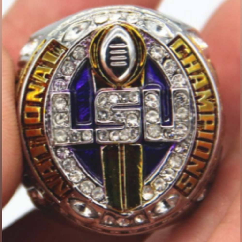 BRAND NEW SIZE 11 MENS LSU TIGERS 2019 CHAMPIONSHIP FOOTBALL RING WITH BLACK BOX